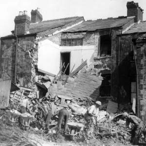 The front of this house was blown out when a bomb was dropped, South Wales The front of this house was blown out when a bomb was dropped, South Wales