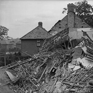 Three houses in Acocks Green, Birmingham, destroyed during a bombing raid on the city