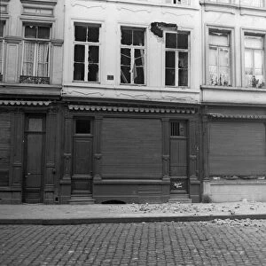 A houses and shops damaged during the German bombardment of the centre of Antwerp
