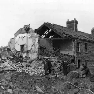Houses wrecked on the outskirts of Cardiff by Nazi raids. Circa 1941 Houses wrecked on the outskirts of Cardiff by Nazi raids. Circa 1941
