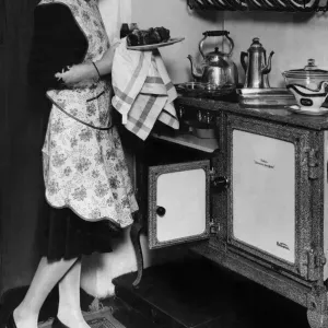 Housewife with Flecthers Queensday New World Oven and Hob Print 1930
