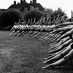 Housewifes get together in Hampstead Garden Suburb to do some Physical Training. 1950