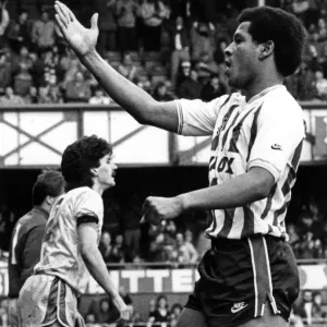 Howard Gayle celebrates his goal against Barnsley by saluting the Roker fans after Howard Gayle celebrates his goal against Barnsley by saluting the Roker fans after