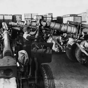 These Howitzers from the U.s are giving an inspection before being set in line with These Howitzers from the U.s are giving an inspection before being set in line with