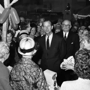 HRH The Duke of Edinburgh at the Ladies Spring Fair at Cardiff City Hall. 1st May 1964