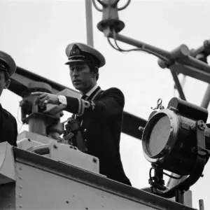 HRH Prince Charles on board HMS Bronington. HMS Bronington docks at Tower Pier in HRH Prince Charles on board HMS Bronington. HMS Bronington docks at Tower Pier in