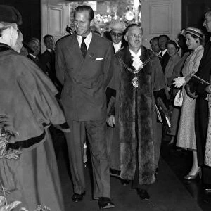 HRH Prince Philip, Duke of Edinburgh with Mayor of Barry. 20th December 1957