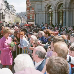 HRH Princess Diana, The Princess of Wales, meets the people of Birmingham, Midlands HRH Princess Diana, The Princess of Wales, meets the people of Birmingham, Midlands