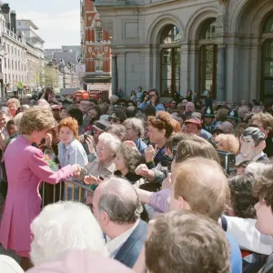 HRH Princess Diana, The Princess of Wales, meets the people of Birmingham, Midlands HRH Princess Diana, The Princess of Wales, meets the people of Birmingham, Midlands