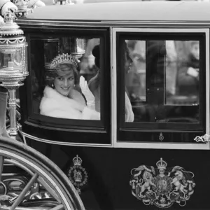 HRH Princess Diana, The Princess of Wales, attends the State Opening of Parliament