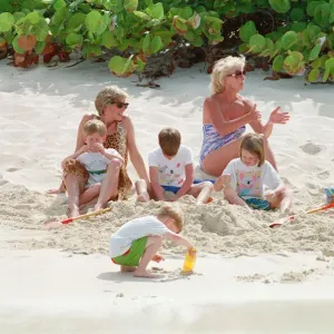 HRH Princess Diana and Children on Necker Island Print HRH Princess Diana and Children on Necker Island Print