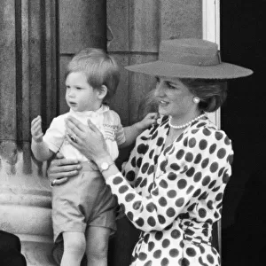 HRH Princess Diana, The Princess of Wales holds her young son Prince Harry