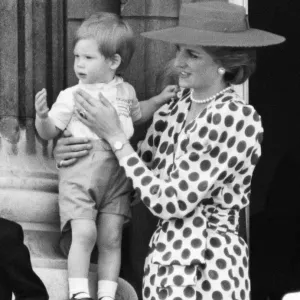 HRH Princess Diana holds her young son Prince Harry in a Print
