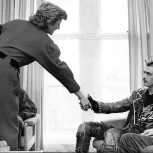 HRH Princess Diana meets Pete the Punk at Barnardos Centre Print HRH Princess Diana meets Pete the Punk at Barnardos Centre Print