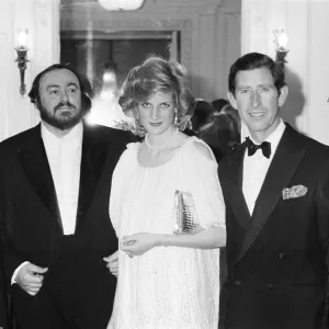 HRH Princess Diana and Prince Charles with Luciano Pavarotti Print 20th May 1984 HRH Princess Diana and Prince Charles with Luciano Pavarotti Print 20th May 1984