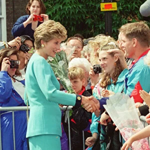 HRH The Princess of Wales, Princess Diana, meets to locals of Bury St Edmunds, Suffolk