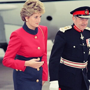 HRH The Princess of Wales, Princess Diana, arrives at Ringway, Manchester Airport