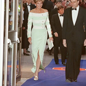 HRH The Princess of Wales, Princess Diana, arrives at the West End Odeon in Leicester
