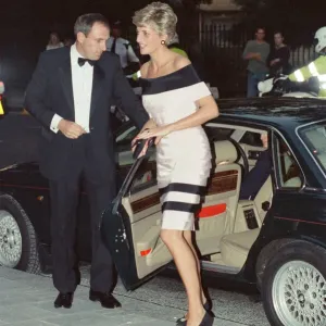 HRH The Princess of Wales, Princess Diana, arrives at Sadlers Wells Theatre in Islington HRH The Princess of Wales, Princess Diana, arrives at Sadlers Wells Theatre in Islington