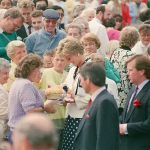 HRH The Princess of Wales, Princess Diana, visits the thermal clothing expert company HRH The Princess of Wales, Princess Diana, visits the thermal clothing expert company