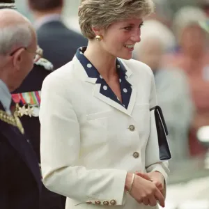 HRH The Princess of Wales, Princess Diana, visits the thermal clothing expert company HRH The Princess of Wales, Princess Diana, visits the thermal clothing expert company