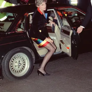 HRH The Princess of Wales, Princess Diana, arrives at the Empire Ballroom HRH The Princess of Wales, Princess Diana, arrives at the Empire Ballroom