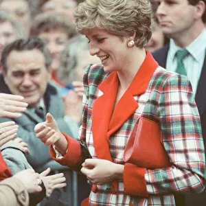 HRH The Princess of Wales, Princess Diana, visits Didsbury