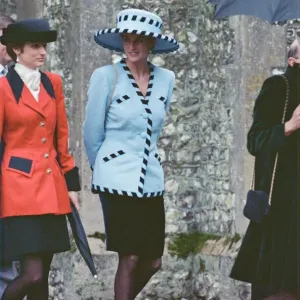 HRH The Princess of Wales, Princess Diana, attends the wedding of Hon Harry Herbert