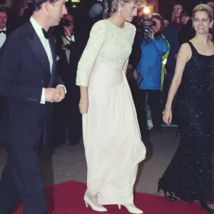 HRH The Princess of Wales, Princess Diana, with her husband Prince Charles arrive
