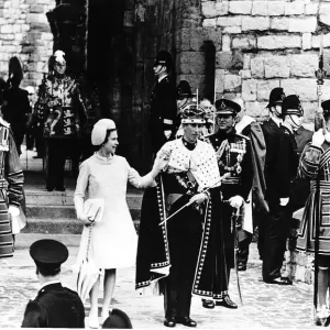 HRH Queen Elizabeth II with her eldest son Prince Charles at his Investiture HRH Queen Elizabeth II with her eldest son Prince Charles at his Investiture