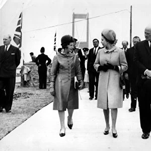 HRH Queen Elizabeth II and HRH Prince Philip Duke of Edinburgh opens the Severn Bridge in