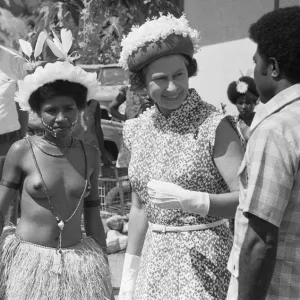 Queen Elizabeth II in Western Samoa, 11th February 1977 Print