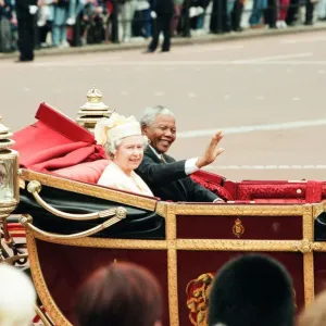 HRH Queen Elizabeth II with Nelson Mandela State Visit Print 1996