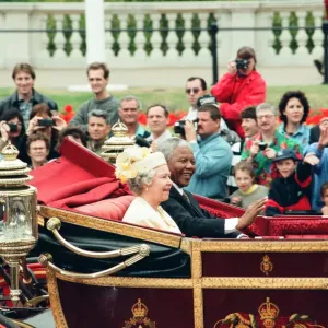 HRH Queen Elizabeth II with South African President Nelson Mandela seen here in the state HRH Queen Elizabeth II with South African President Nelson Mandela seen here in the state