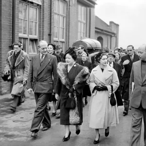 HRH Queen Elizabeth Queen Mother and Princess Margaret visit flood victims in Benfleet