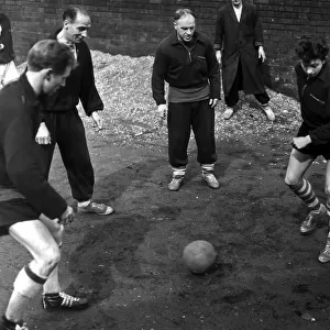 Huddersfield Town manager Bill Shankly coaching some of his club
