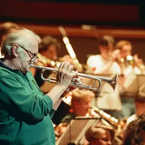 Humphrey Lyttelton rehearses with the Birmingham Schools Jazz Orchestra at the Symphony Humphrey Lyttelton rehearses with the Birmingham Schools Jazz Orchestra at the Symphony