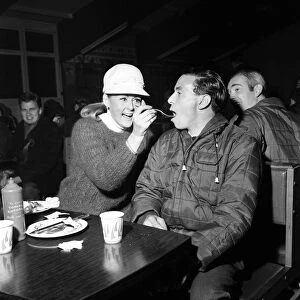 A hungry Jim Clark Racing Driver competing in the 1966 RAC Rally around Britain is fed a
