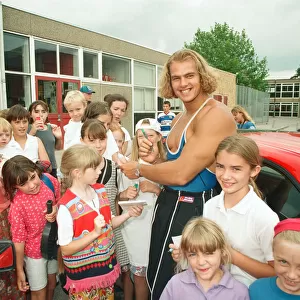 Hunter from Gladiators at the Meadway Sports Centre. 27th July 1995