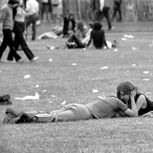 Hyde Park Pop Festival. A couple enjoying the open air and the music as well as each