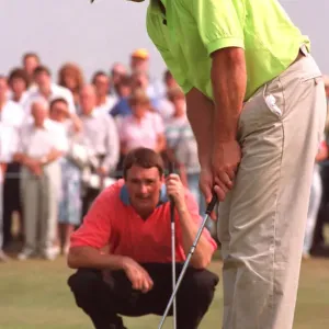 IAN BOTHAM ARCHIVE: IAN BOTHAM AND NIGEL MANSELL IN ACTION ON GOLF COURSE DURING IAN BOTHAM ARCHIVE: IAN BOTHAM AND NIGEL MANSELL IN ACTION ON GOLF COURSE DURING