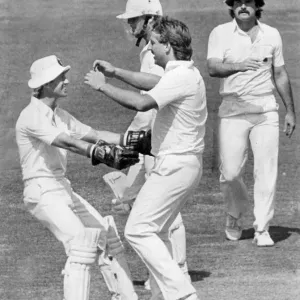 Ian Botham celebrates wicket during test match against New Zealand - August 1983 Ian Botham celebrates wicket during test match against New Zealand - August 1983