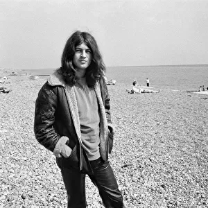 Ian Gillan, lead singer of the Deep Purple rock group, pictured on the beach in Brighton