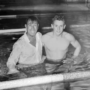 Ian MacIntosh Black, Scottish swimmer, pictured with coach, at the Empire Games, Cardiff Ian MacIntosh Black, Scottish swimmer, pictured with coach, at the Empire Games, Cardiff