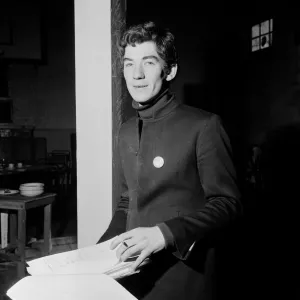 Ian McKellen, actor, pictured in rehearsal in 1968. Ian is reading Ian McKellen, actor, pictured in rehearsal in 1968. Ian is reading