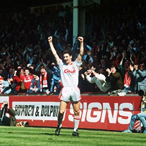 Ian Rush Footballer celebrating scoring a goal for Liverpool against Crystal Palace in