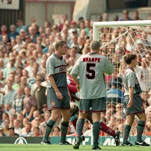 Ian Taylor (number 7 - goal scorer obscured) makes it 1 - 0 to Aston Villa against