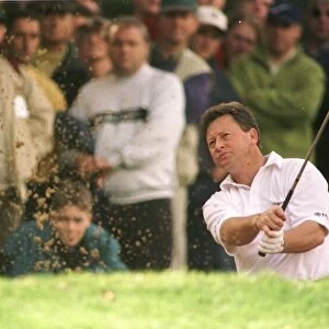 Ian Woosnam golfer October 1998 plays out of a bunker on the 15th green at
