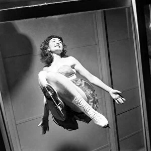 Ice Skater Jane Conlon practices on a see through floor. October 1953 D6656-004