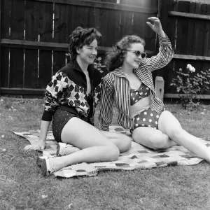 1955 Print of Two Ice Skaters at Roehampton Swimming Pool